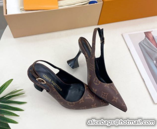 Perfect Louis Vuitton Monogram Canvas Slingback Pump 8.5cm Brown 611012