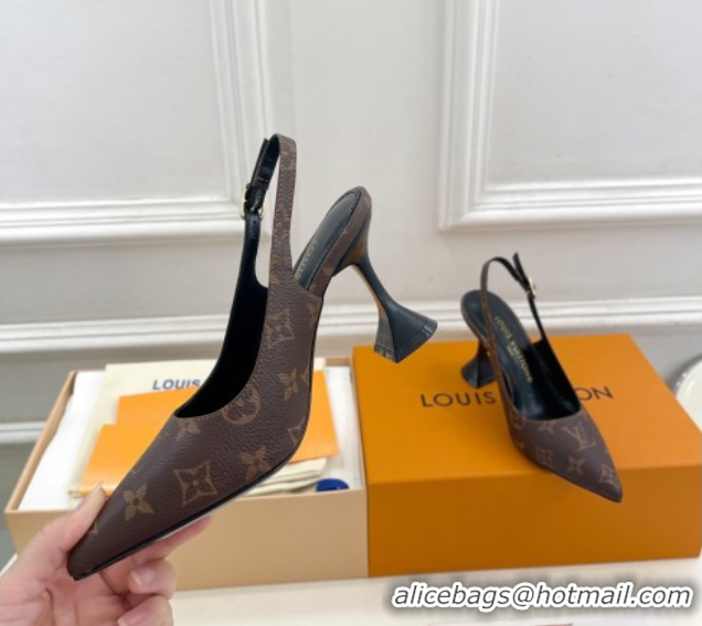 Perfect Louis Vuitton Monogram Canvas Slingback Pump 8.5cm Brown 611012