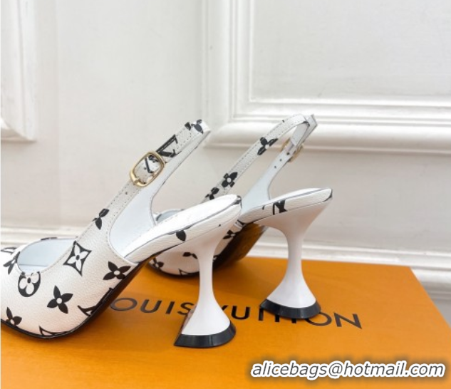 Top Quality Louis Vuitton Monogram Canvas Slingback Pump 8.5cm White 611013