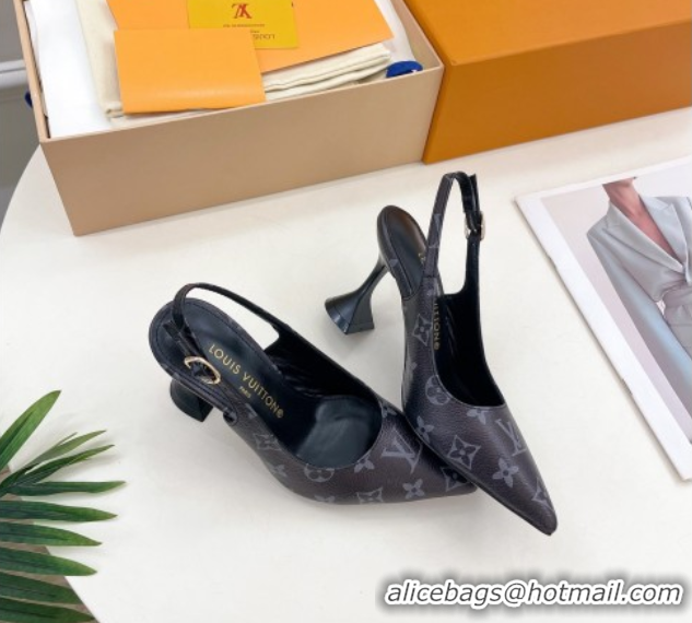 New Style Louis Vuitton Monogram Canvas Slingback Pump 8.5cm Black 611014