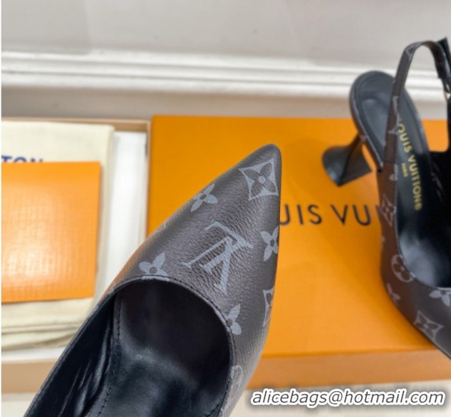 New Style Louis Vuitton Monogram Canvas Slingback Pump 8.5cm Black 611014