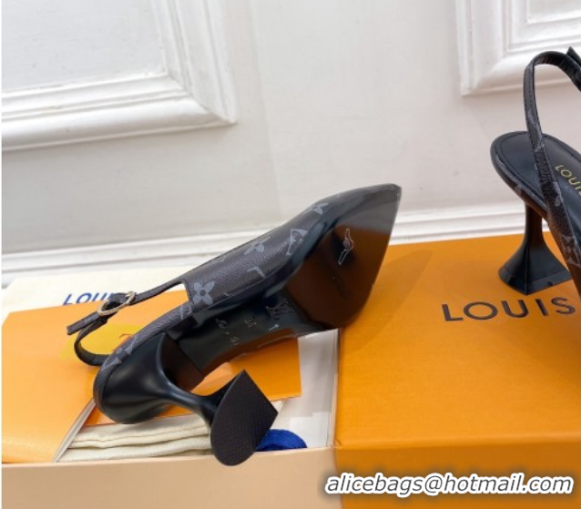 New Style Louis Vuitton Monogram Canvas Slingback Pump 8.5cm Black 611014