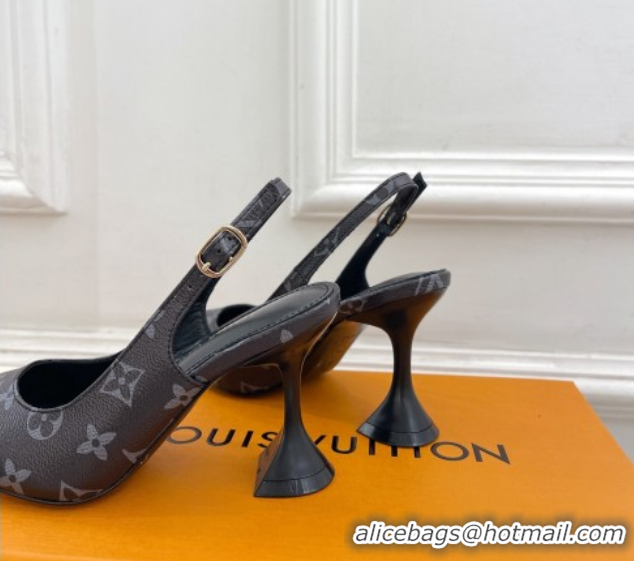 New Style Louis Vuitton Monogram Canvas Slingback Pump 8.5cm Black 611014