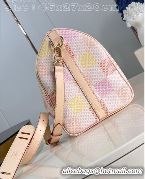 Promotional Louis Vuitton Keepall Bandouliere 45 Bag in Damierlicious Canvas N40713 Pink 2024