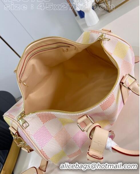 Promotional Louis Vuitton Keepall Bandouliere 45 Bag in Damierlicious Canvas N40713 Pink 2024