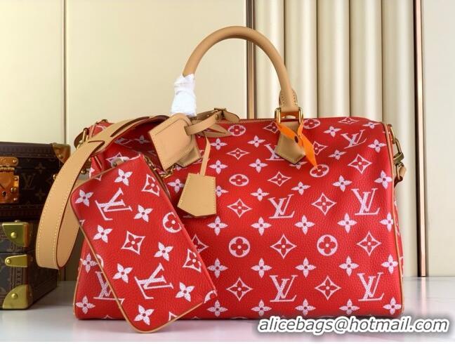 Best Quality Louis Vuitton RUNWAY Speedy P9 Bandouliere 40 Bag in Soft Calfskin M24420 Red 2024