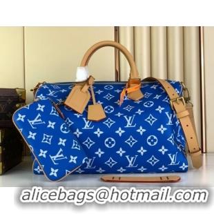 New Style Louis Vuitton RUNWAY Speedy P9 Bandouliere 40 Bag in Soft Calfskin M24418 Blue 2024