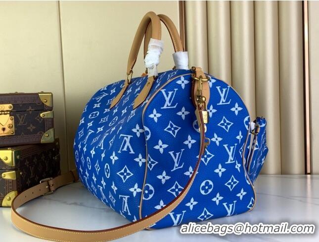 New Style Louis Vuitton RUNWAY Speedy P9 Bandouliere 40 Bag in Soft Calfskin M24418 Blue 2024