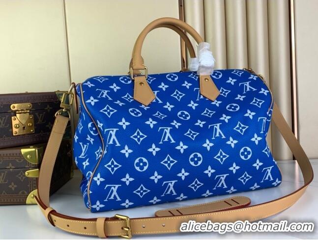 New Style Louis Vuitton RUNWAY Speedy P9 Bandouliere 40 Bag in Soft Calfskin M24418 Blue 2024