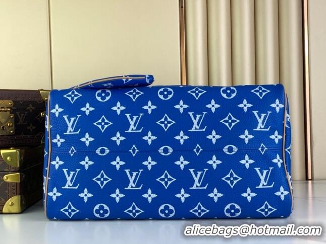 New Style Louis Vuitton RUNWAY Speedy P9 Bandouliere 40 Bag in Soft Calfskin M24418 Blue 2024