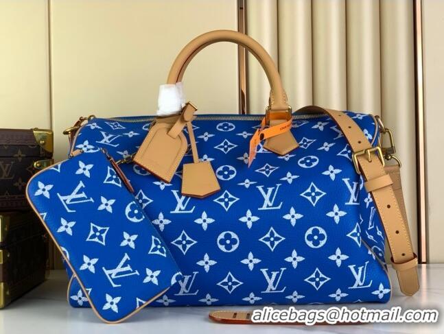 New Style Louis Vuitton RUNWAY Speedy P9 Bandouliere 40 Bag in Soft Calfskin M24418 Blue 2024