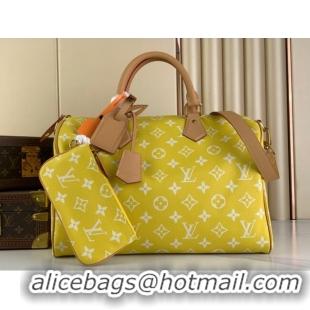 New Design Louis Vuitton RUNWAY Speedy P9 Bandouliere 40 Bag in Soft Calfskin M24419 Yellow 2024