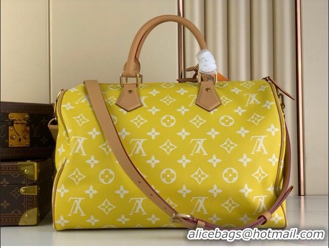 New Design Louis Vuitton RUNWAY Speedy P9 Bandouliere 40 Bag in Soft Calfskin M24419 Yellow 2024