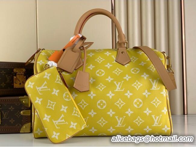 New Design Louis Vuitton RUNWAY Speedy P9 Bandouliere 40 Bag in Soft Calfskin M24419 Yellow 2024