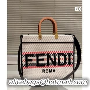 New Design Fendi Sunshine Medium Tote Bag in Staw 0618 Black 2024