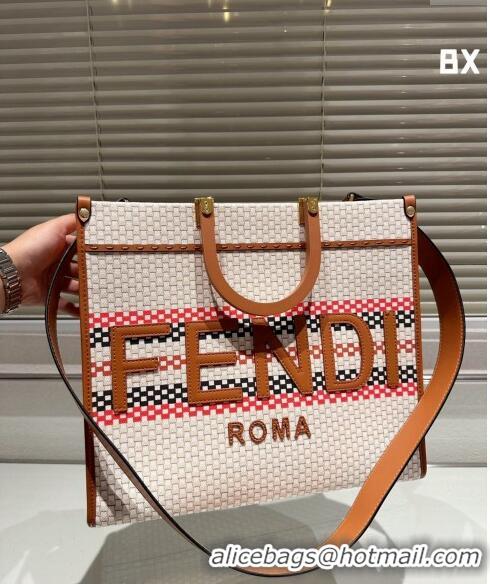 Unique Style Fendi Sunshine Medium Tote Bag in Staw 0618 Tan Brown 2024