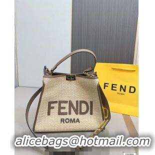 Promotional Fendi Peekaboo Straw Bag F0618 Brown 2024