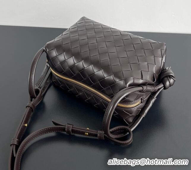 Best Price Bottega Veneta Small Loop Cross-Body Bag in Intrecciato Leather 796615 Dark Brown 2024