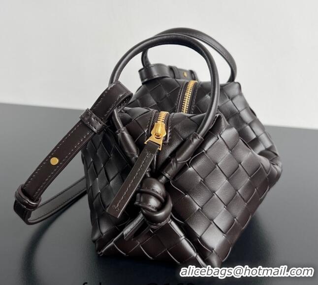 Best Price Bottega Veneta Small Loop Cross-Body Bag in Intrecciato Leather 796615 Dark Brown 2024