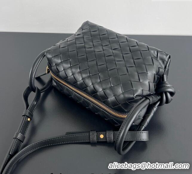 Super Quality Bottega Veneta Small Loop Cross-Body Bag in Intrecciato Leather 796615 Black 2024