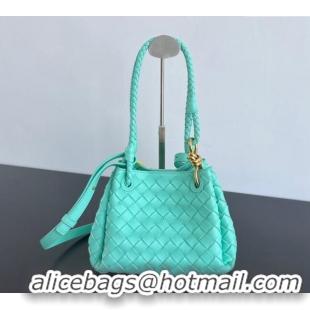 Famous Brand Bottega Veneta Small Parachute Shoulder Bag in Intrecciato Leather 796569 Green oasis 2024