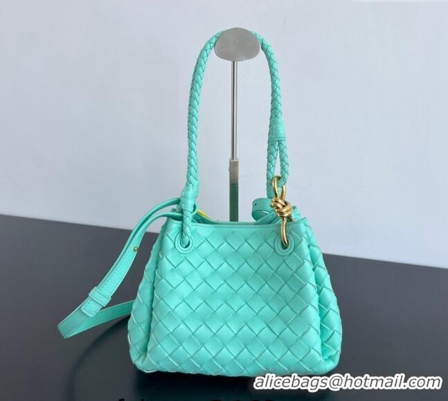 Famous Brand Bottega Veneta Small Parachute Shoulder Bag in Intrecciato Leather 796569 Green oasis 2024