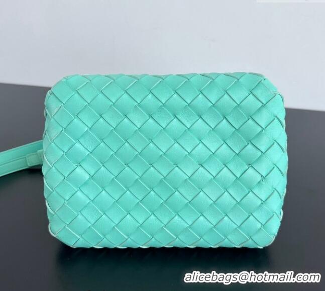 Famous Brand Bottega Veneta Small Parachute Shoulder Bag in Intrecciato Leather 796569 Green oasis 2024