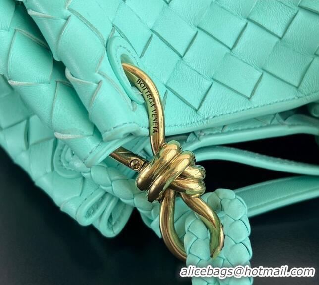 Famous Brand Bottega Veneta Small Parachute Shoulder Bag in Intrecciato Leather 796569 Green oasis 2024