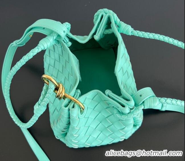 Famous Brand Bottega Veneta Small Parachute Shoulder Bag in Intrecciato Leather 796569 Green oasis 2024