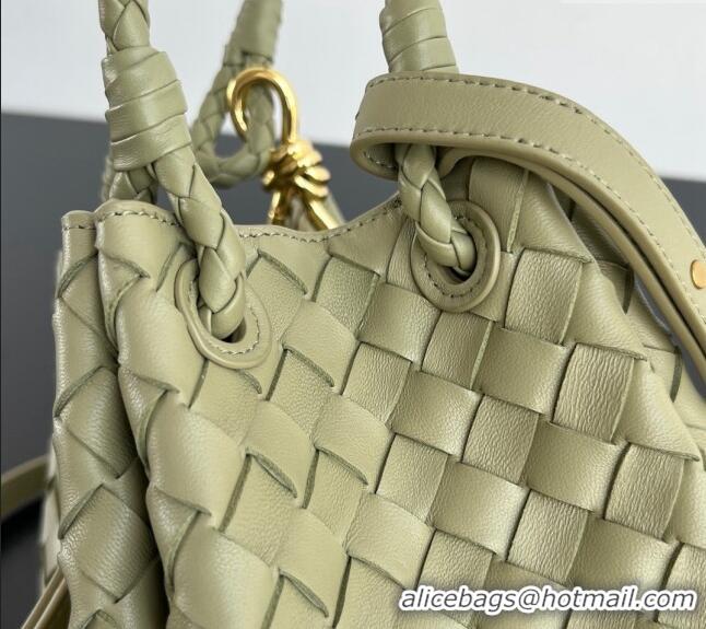 Grade Design Bottega Veneta Small Parachute Shoulder Bag in Intrecciato Leather 796569 Travertine Green 2024