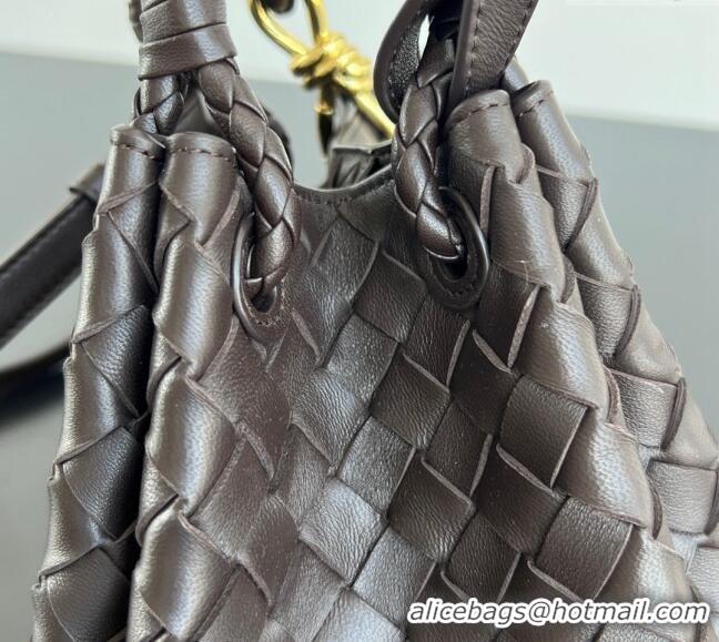 Top Quality Bottega Veneta Small Parachute Shoulder Bag in Intrecciato Leather 796569 Fondant Brown 2024