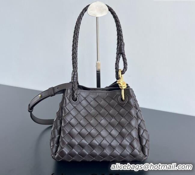 Top Quality Bottega Veneta Small Parachute Shoulder Bag in Intrecciato Leather 796569 Fondant Brown 2024