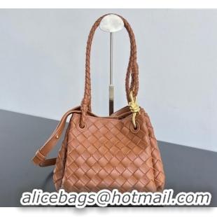 Grade Design Bottega Veneta Small Parachute Shoulder Bag in Intrecciato Leather 796569 Light Brown 2024