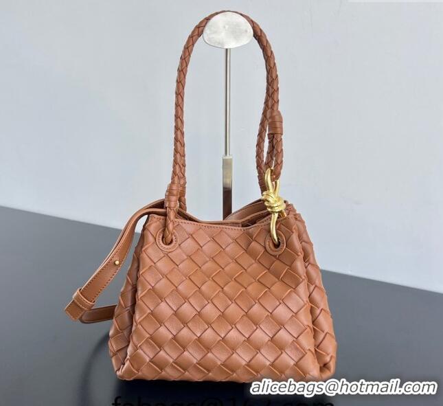 Grade Design Bottega Veneta Small Parachute Shoulder Bag in Intrecciato Leather 796569 Light Brown 2024