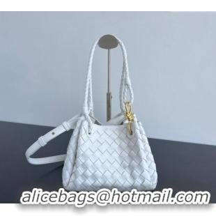 Hot Sell Cheap Bottega Veneta Small Parachute Shoulder Bag in Intrecciato Leather 796569 White 2024