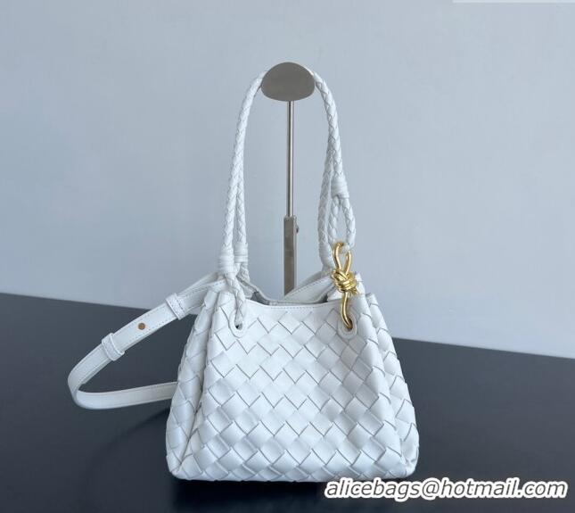 Hot Sell Cheap Bottega Veneta Small Parachute Shoulder Bag in Intrecciato Leather 796569 White 2024