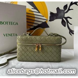 Popular Style Bottega Veneta Bang Bang Vanity Case in Intrecciato Leather 789109 Travertine Green 2024