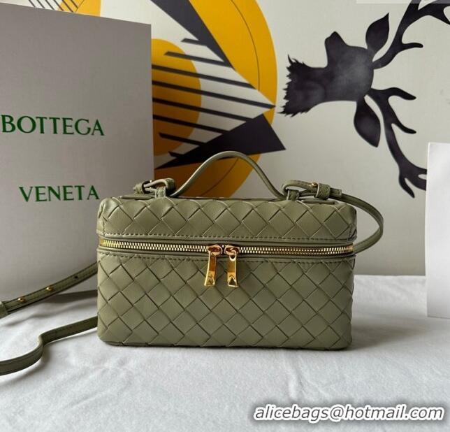 Popular Style Bottega Veneta Bang Bang Vanity Case in Intrecciato Leather 789109 Travertine Green 2024