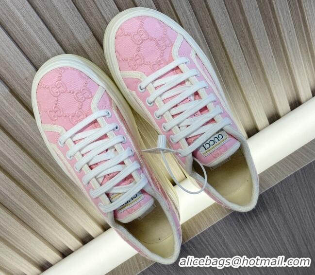 Affordable Price Gucci Tennis 1977 GG Embroidered Canvas Low-top Platform Sneakers 5cm Pink 605002