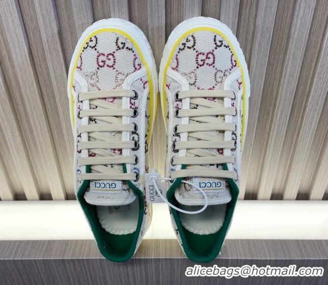 Best Price Gucci Tennis 1977 Strass GG Canvas Low-top Sneakers White 605006