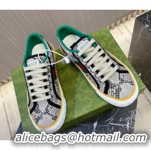 Duplicate Gucci Tennis 1977 Snakeskin Printed Low-top Sneakers 605007