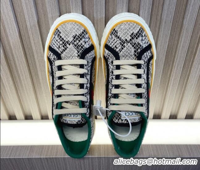 Duplicate Gucci Tennis 1977 Snakeskin Printed Low-top Sneakers 605007