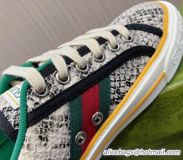 Duplicate Gucci Tennis 1977 Snakeskin Printed Low-top Sneakers 605007