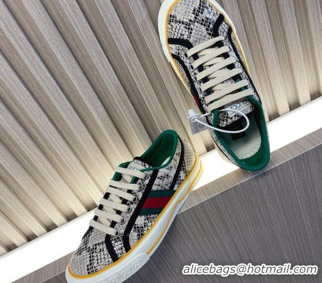 Duplicate Gucci Tennis 1977 Snakeskin Printed Low-top Sneakers 605007