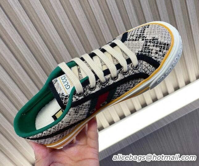 Duplicate Gucci Tennis 1977 Snakeskin Printed Low-top Sneakers 605007