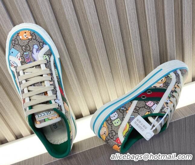 Perfect Gucci Tennis 1977 Animal Printed GG Canvas Low-top Sneakers 05010