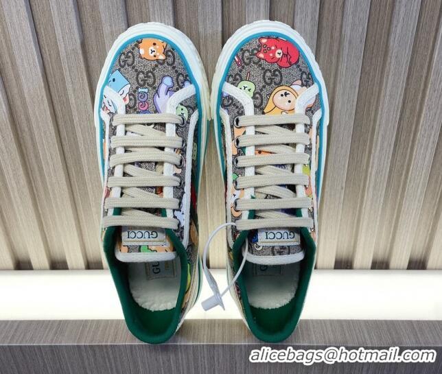 Perfect Gucci Tennis 1977 Animal Printed GG Canvas Low-top Sneakers 05010