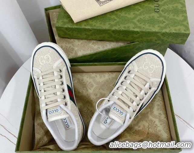 Best Product Gucci Tennis 1977 Low-top Sneakers in GG Embroidered Crochet Cotton Beige 05013