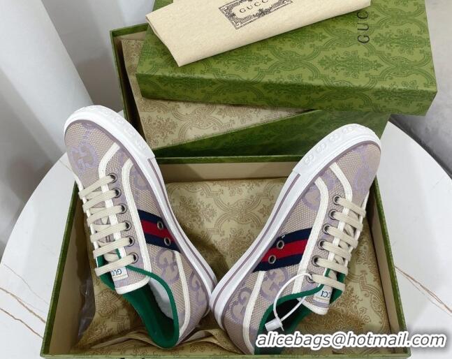 Good Looking Gucci Tennis 1977 Low-top Sneakers in Maxi GG Canvas Purple 05014