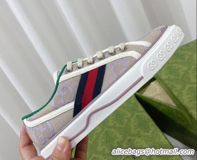 Good Looking Gucci Tennis 1977 Low-top Sneakers in Maxi GG Canvas Purple 05014